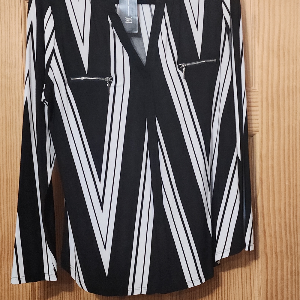 INC International Concepts Black and White Chevron Tunic